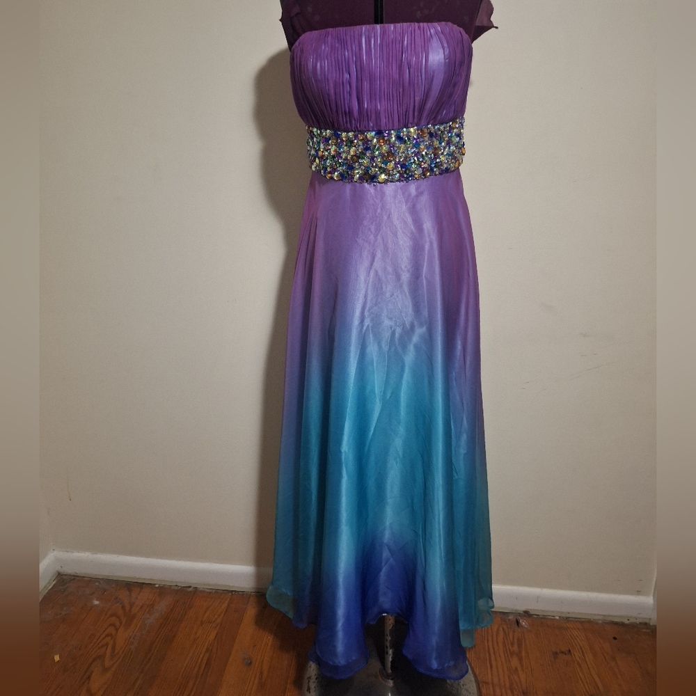 Panoply Strapless Dress in Purple and Blue Ombre